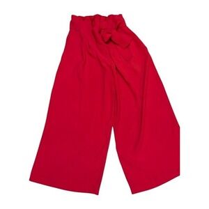 CAROLINA BELL MONTREAL Red Paperbag Waist‎ Wide Leg Cropped Pants Size 6